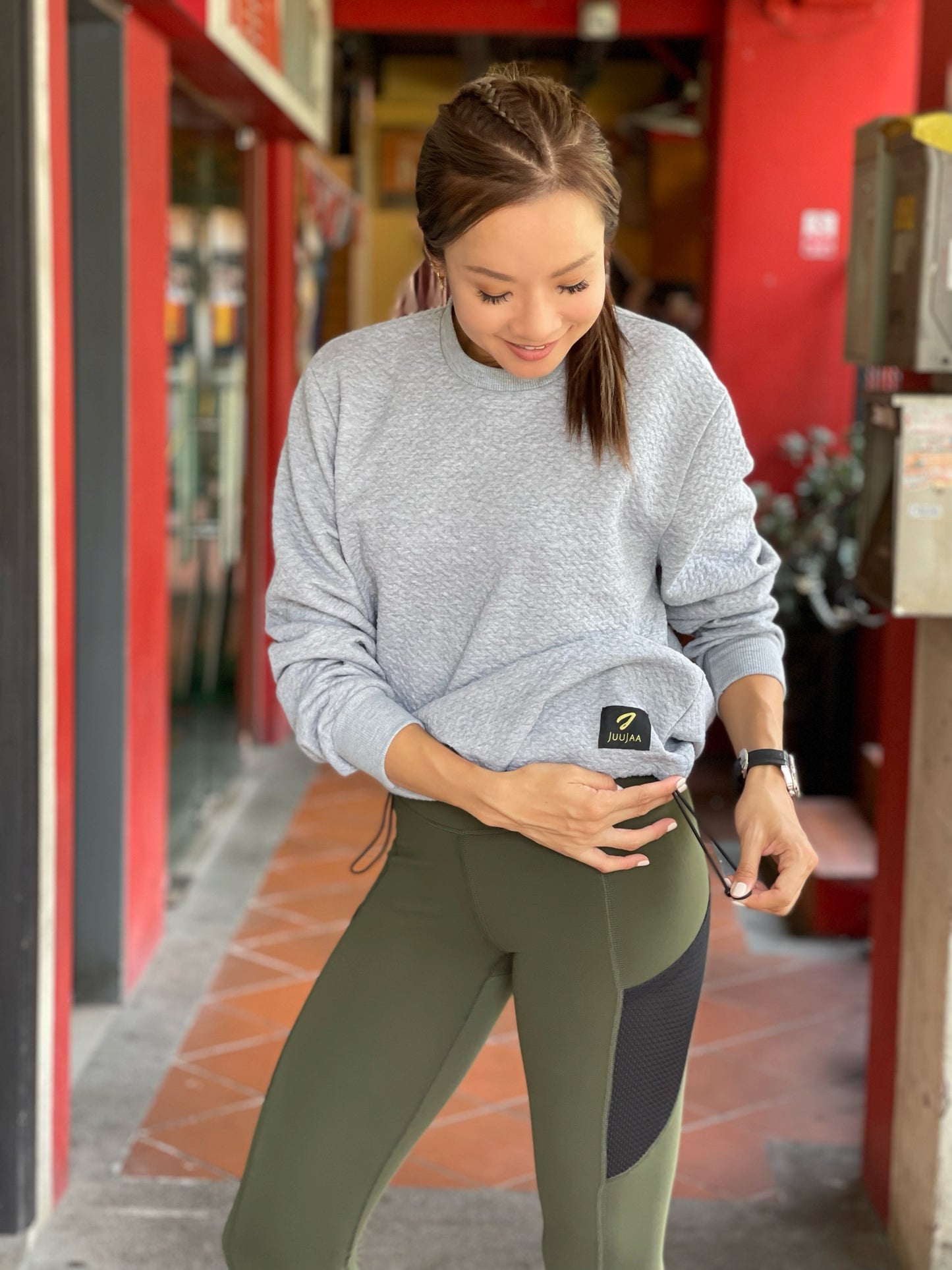 Teddy Unisex Jacquard Sweatshirt in Grey